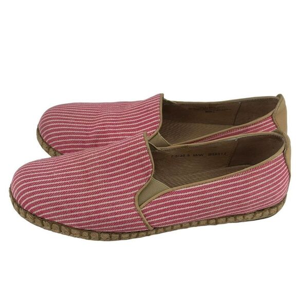 Born Espadrille Loafers Pink Striped Leather Details Preppy US Size 7.5 Casual - Picture 2 of 12